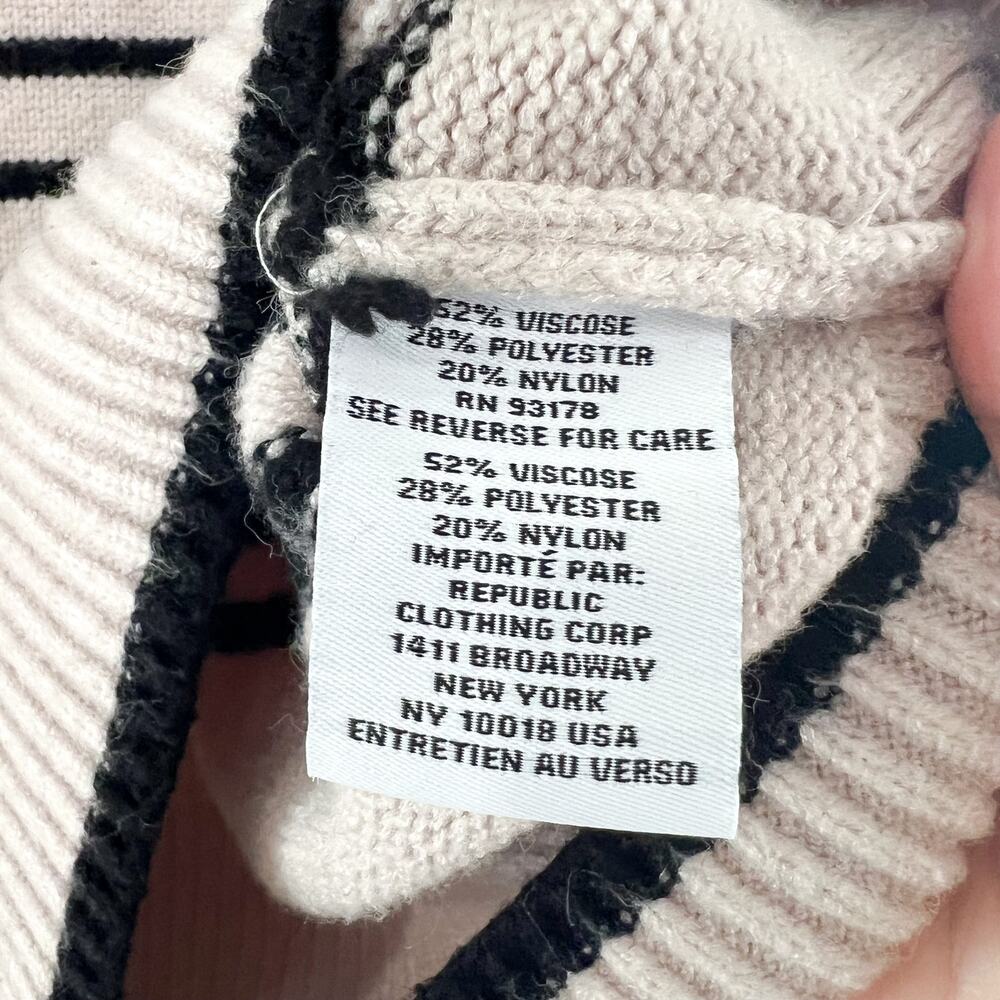 Magaschoni Women's Striped Sweater Small Gold Buttons Beige Black Minimalist - Picture 5 of 6